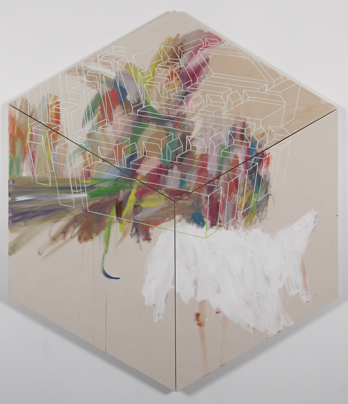 Isométrie 11, 2013, acrylique sur toile, 157cmX183cm (72" x 63¾")